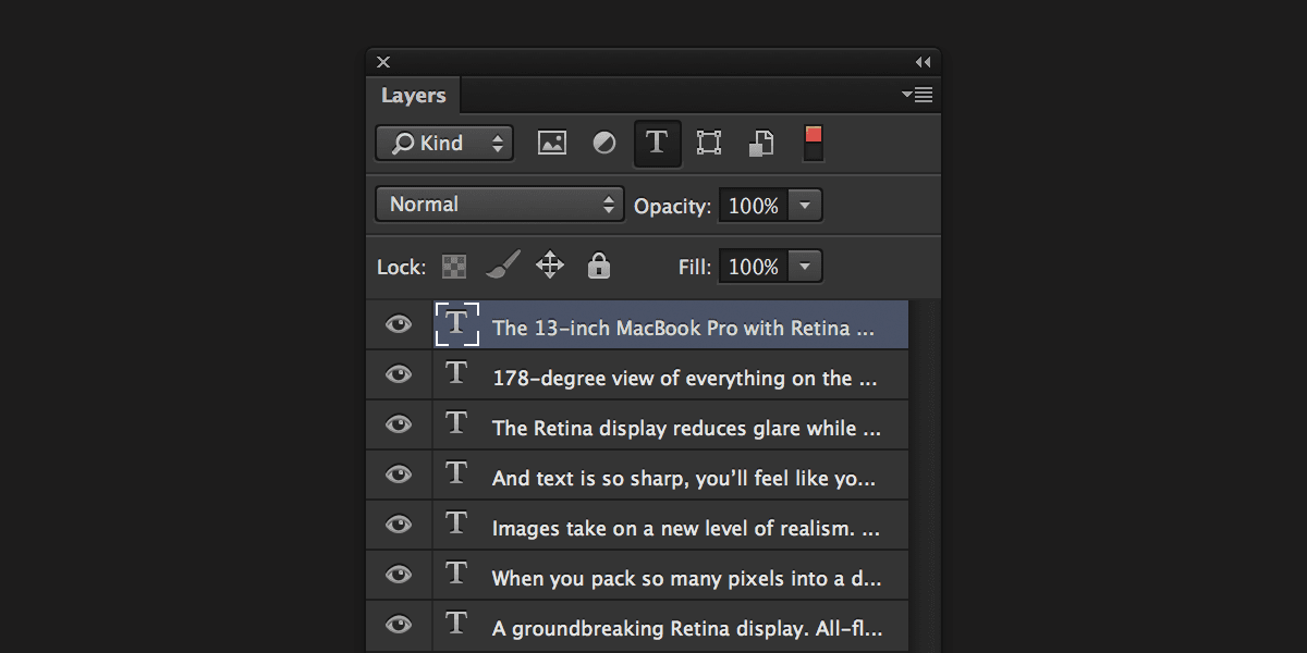 Filtering layers by type